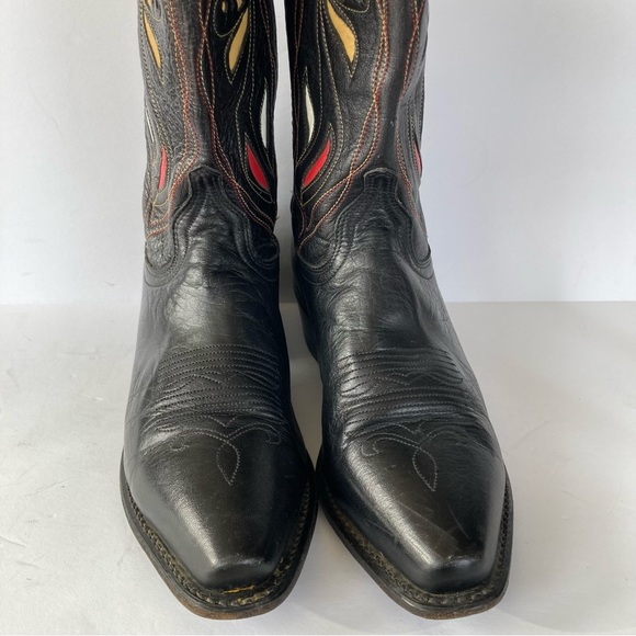 Vtg ACME Shorty Pee Wee Cowgirl boots snip toe Sz 9 Womens Western Rodeo Inlay - Picture 2 of 14